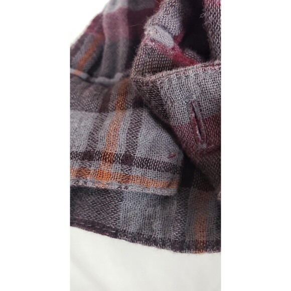 American Rag Shirt Womens Red Gray Plaid Button M Peplum Casual Back To School - Picture 11 of 11